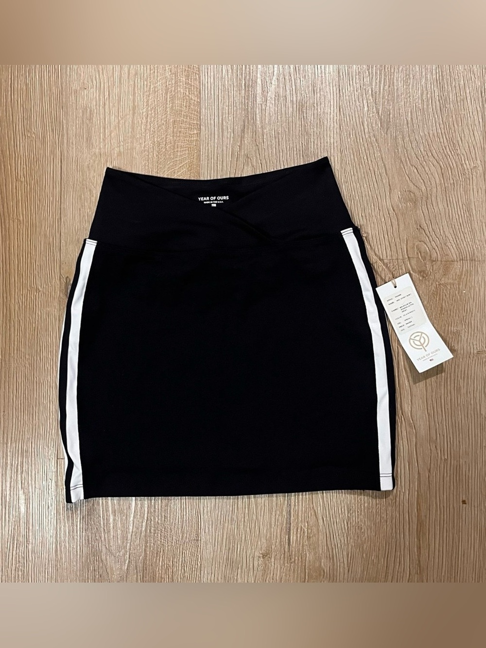Year of Ours Black Pencil Skirt with White Side Panels